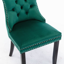 Load image into Gallery viewer, A&A Furniture,Nikki Collection Modern, High-end Tufted Solid Wood Contemporary Velvet Upholstered Dining Chair with Wood Legs Nailhead Trim, Set of 2,Green