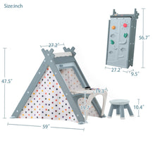 Load image into Gallery viewer, Kids Play Tent - 4 in 1 Teepee Tent with Stool and Climber, Foldable Playhouse Tent for Boys & Girls