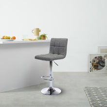 Load image into Gallery viewer, Modern Square PU Leather Adjustable Armless Kitchen Counter Bar Stools with Back, Set of 2, Counter Height Swivel Stool, Gray