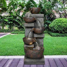 Load image into Gallery viewer, Rustic Outdoor Floor Water Fountain With Light LED Cascading Tipping Jugs For Yard Garden Patio Deck Home