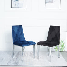 Load image into Gallery viewer, Modern luxury home furniture dinning room chairs chrome legs Blue velvet fabric dining chairs(Set of 2)