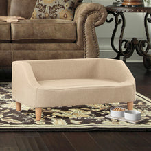 Load image into Gallery viewer, 32" Beige Pet Sofa, Dog Sofa, Cat sofa, Cat Bed, Pet Bed, Dog Bed, Cat Bed, rectangle sofa with movable cushion, with wood style foot