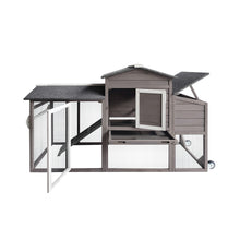 Load image into Gallery viewer, Mobile wooden pet hen house with wheels tractor chicken coop movable backyard large run nesting boxes cheap sale