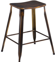 Load image into Gallery viewer, 24" Industrial Metal Antique Distressed Copper Slim Counter Bar Stool Set of 4