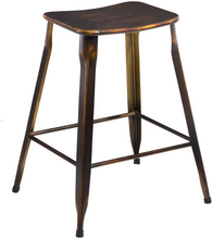 Load image into Gallery viewer, 24" Metal Stackable Antique Distressed Copper Slim Backless Counter Bar Stool -2