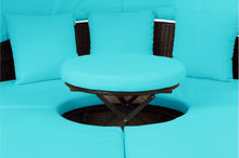 Load image into Gallery viewer, TOPMAX Patio Furniture Round Outdoor Sectional Sofa Set Rattan Daybed Sunbed with Retractable Canopy, Separate Seating and Removable Cushion (BLUE)