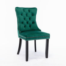 Load image into Gallery viewer, A&A Furniture,Nikki Collection Modern, High-end Tufted Solid Wood Contemporary Velvet Upholstered Dining Chair with Wood Legs Nailhead Trim, Set of 2,Green