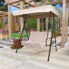 Load image into Gallery viewer, 2-Seat Outdoor Patio Porch Swing Chair, Porch Lawn Swing With Removable Cushion And Convertible Canopy, Beige