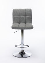 Load image into Gallery viewer, Modern Square PU Leather Adjustable Armless Kitchen Counter Bar Stools with Back, Set of 2, Counter Height Swivel Stool, Gray