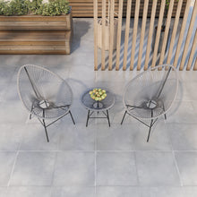 Load image into Gallery viewer, 3 Pieces Patio Furniture Set Outdoor All Weather Hand-Woven PE Rattan Conversation Bistro Sets 2 Chairs with Glass Top Coffee Table Sets for Backyard Livingroom Balcony (Gray)