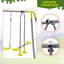 Load image into Gallery viewer, 3 in 1 Metal Swing Set for Backyard, Heavy Duty A-Frame, Height Adjustment