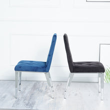 Load image into Gallery viewer, Modern luxury home furniture dinning room chairs chrome legs Blue velvet fabric dining chairs(Set of 2)