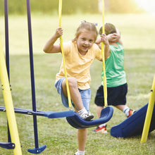 Load image into Gallery viewer, 5 in 1 Outdoor Tolddler Swing Set for Backyard, Playground Swing Sets with Steel Frame, Swing n\' Silde Playset for Kids with Seesaw Swing, Basketball Hoop