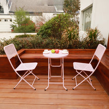 Load image into Gallery viewer, 3-Piece Patio Bistro Set, Metal Folding Outdoor Patio Furniture Sets, Stainless Steel Patio Conversation Set with Folding Patio Round Table and Chairs for Yard, Garden or Balcony