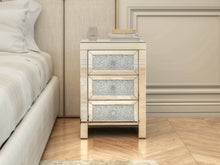 Load image into Gallery viewer, Mirrored Night Stand Bedside Tables Drawer Crystal Diamond Bedside Table Bedroom Furniture with 3-Drawers-Bedside Storage Cabinet Silvery