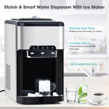 Load image into Gallery viewer, 3 in 1 Water Dispenser with Ice Maker Countertop, Portable Water Cooler, Quick 6 Mins Ice-making, Hot & Cold Water and Ice, Top Loading or Bottleless, Stainless Steel