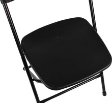 Load image into Gallery viewer, BTExpert Black Plastic Folding Chair Steel Frame Commercial High Capacity Event Chair lightweight Set for Office Wedding Party Picnic Kitchen Dining Church School Set of 2