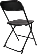 Load image into Gallery viewer, BTExpert Black Plastic Folding Chair Steel Frame Commercial High Capacity Event Chair lightweight Set for Office Wedding Party Picnic Kitchen Dining Church School Set of 2