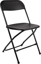 Load image into Gallery viewer, BTExpert Black Plastic Folding Chair Steel Frame Commercial High Capacity Event Chair lightweight Set for Office Wedding Party Picnic Kitchen Dining Church School Set of 2