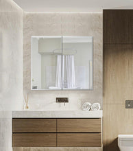 Load image into Gallery viewer, 30x26 inch Double door mirror medicine cabinet Surface Mount or Recess aluminum
