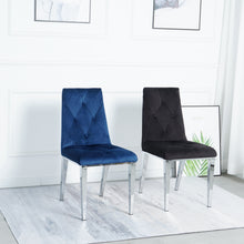 Load image into Gallery viewer, Modern luxury home furniture dinning room chairs chrome legs Blue velvet fabric dining chairs(Set of 2)