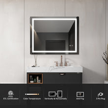 Load image into Gallery viewer, 28“*36” LED Lighted Bathroom Wall Mounted Mirror with High Lumen+Anti-Fog Separately Control+Dimmer Function