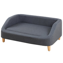 Load image into Gallery viewer, 37" GRAY Pet Sofa, Dog Sofa, Cat sofa, Cat Bed, Pet Bed, Dog Bed, Cat Bed, rectangle sofa with movable cushion, with wood style foot