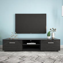 Load image into Gallery viewer, Black TV Stand for 70 Inch TV Stands, Media Console Entertainment Center Television Table, 2 Storage Cabinet with Open Shelves for Living Room Bedroom