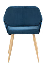 Load image into Gallery viewer, Velet Upholstered Side Dining Chair with Metal Leg(Blue velet+Beech Wooden Printing Leg),KD backrest