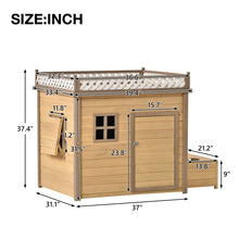 Load image into Gallery viewer, 39.4” Wooden Dog House Puppy Shelter Kennel Outdoor & Indoor Dog crate, with Flower Stand, Plant Stand, With Wood Feeder