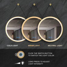 Load image into Gallery viewer, 32 Inch Golden Round Frame with Lamp Hanging Bathroom Mirror