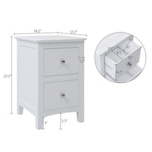 Load image into Gallery viewer, 2 Drawers Solid Wood Nightstand End Table in White