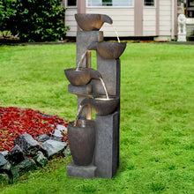 Load image into Gallery viewer, 5-Tier Floor Standing Outdoor Water Fountains for Garden Patio Deck with LED