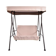 Load image into Gallery viewer, 2-Seat Outdoor Patio Porch Swing Chair, Porch Lawn Swing With Removable Cushion And Convertible Canopy, Brown Beige