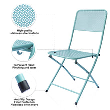 Load image into Gallery viewer, 3-Piece Patio Bistro Set, Metal Folding Outdoor Patio Furniture Sets, Stainless Steel Patio Conversation Set with Folding Patio Round Table and Chairs for Yard, Garden or Balcony