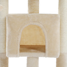Load image into Gallery viewer, 28.4 Inches Small Cat Tree for Indoor Cats Polyester Plush Cat Tower with Beige Condos, Spacious Perch,Scratching Sisal Posts Plush-covered posts and Replaceable Dangling Balls Beige
