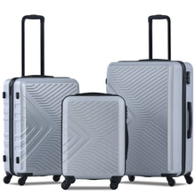 Load image into Gallery viewer, 3 Piece Luggage Sets ABS Lightweight Suitcase with Two Hooks, Spinner Wheels, TSA Lock, Silver (20/24/28)