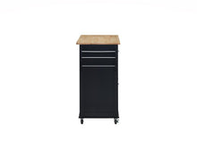 Load image into Gallery viewer, 1-Pc Grady Cottage Style Kitchen Island Storage Cart Natural Finish Top Black Color