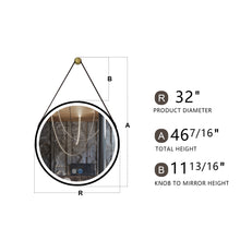 Load image into Gallery viewer, 32 Inch Golden Round Frame with Lamp Hanging Bathroom Mirror