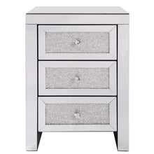 Load image into Gallery viewer, Mirrored Night Stand Bedside Tables Drawer Crystal Diamond Bedside Table Bedroom Furniture with 3-Drawers-Bedside Storage Cabinet Silvery