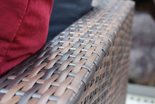 Load image into Gallery viewer, 10 Pieces Outdoor Patio Garden Brown Wicker Sectional Conversation Sofa Set with Black Cushions and Red Pillows,w/ Furniture Protection Cover