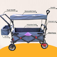 Load image into Gallery viewer, Push & Pull Utility Folding Wagon with Removable Canopy