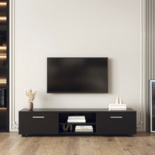 Load image into Gallery viewer, Black TV Stand for 70 Inch TV Stands, Media Console Entertainment Center Television Table, 2 Storage Cabinet with Open Shelves for Living Room Bedroom