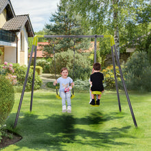 Load image into Gallery viewer, 2 in 1 Metal Swing Set for Backyard, Heavy Duty A-Frame, Height Adjustment