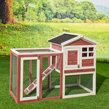 Load image into Gallery viewer, 48 in. Large Chicken Coop Wooden Rabbit Hutch Auburn and White