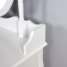 Load image into Gallery viewer, Vanity Table Set with Rotatable Oval Mirror and Cushioned Stool, Modern Makeup Bedroom Dressing Table with a Drawer for Girls Woman,White 31.5x15.75x53.54 inch