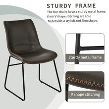 Load image into Gallery viewer, TREXM Vintage Armless Leatherier Dining Stools Indoor Dining Chairs Set of 2 (Gray)