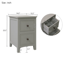 Load image into Gallery viewer, 2 Drawers Solid Wood Nightstand End Table, Gray