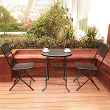 Load image into Gallery viewer, 3-Piece Patio Bistro Set, Metal Folding Outdoor Patio Furniture Sets, Stainless Steel Patio Conversation Set with Folding Patio Round Table and Chairs for Yard, Garden or Balcony