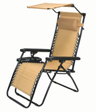 Load image into Gallery viewer, Outdoor Zero Gravity Chair Case Lounge Outdoor Patio Beach Yard Garden Canopy Sunshade Utility Tray Cup Holder Tan Beige Two Pack